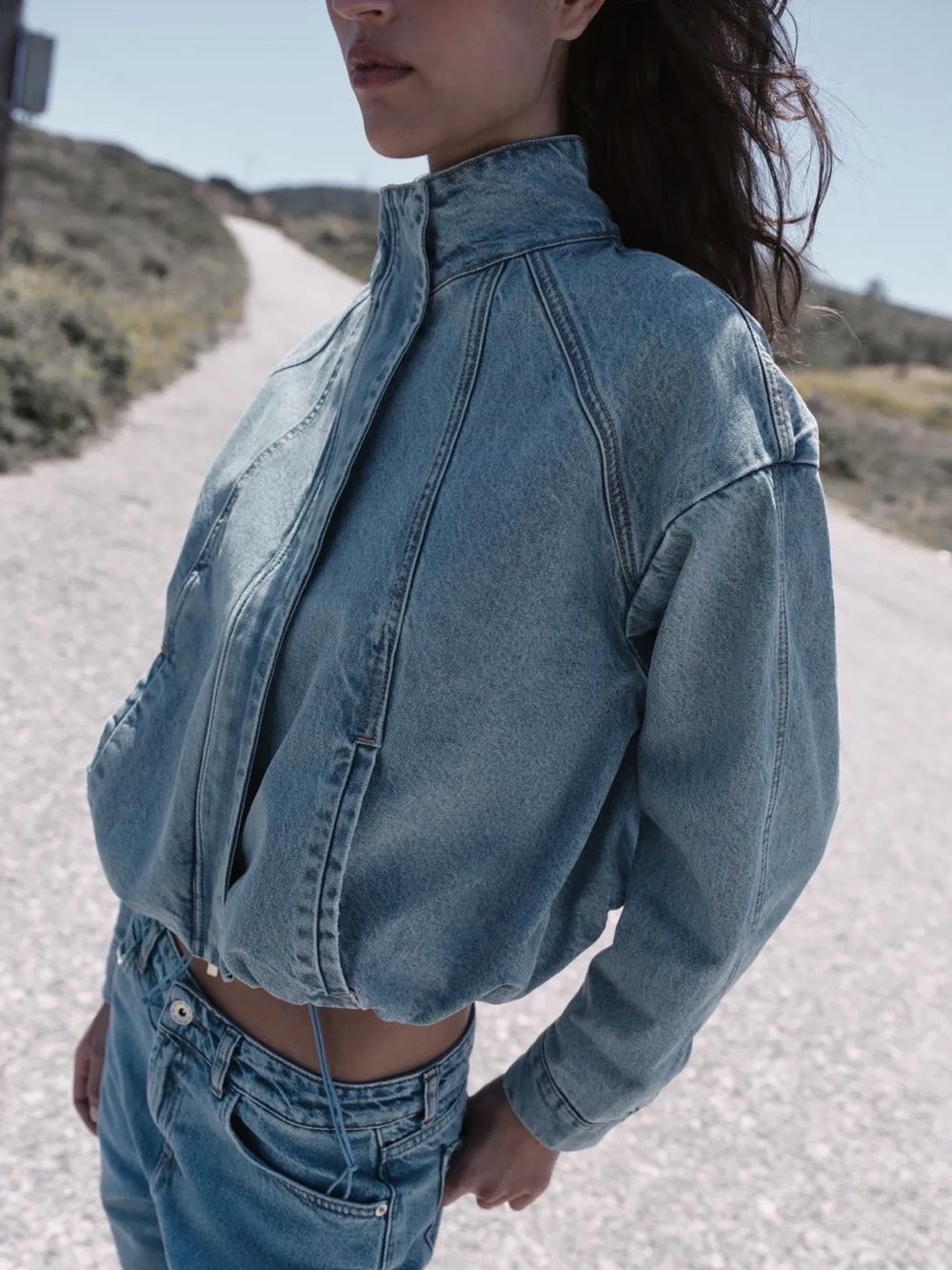 NWT ZARA Z1975 HIGH NECK DENIM BOMBER JACKET SIZE M - Picture 4 of 9